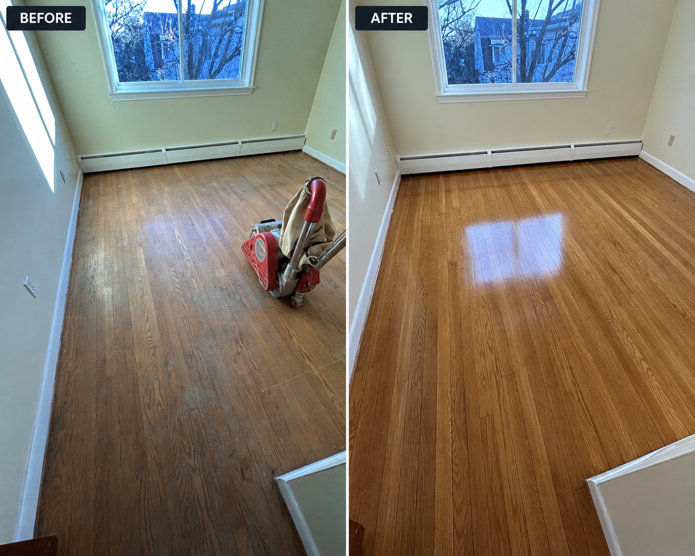 Hardwood floor before and after project 3