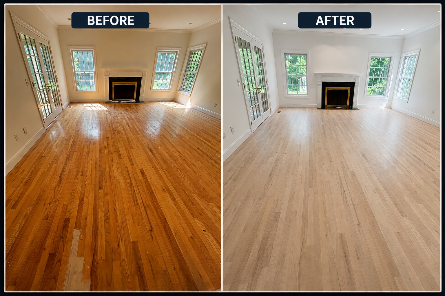 Hardwood floor before and after project 4