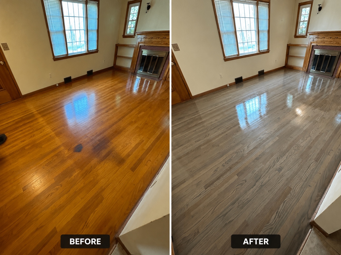 Hardwood floor before and after project 5