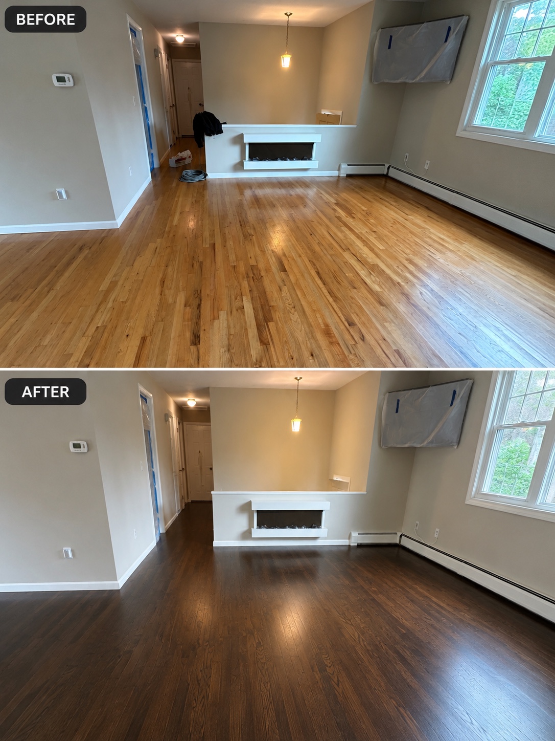 Hardwood floor before and after project 8