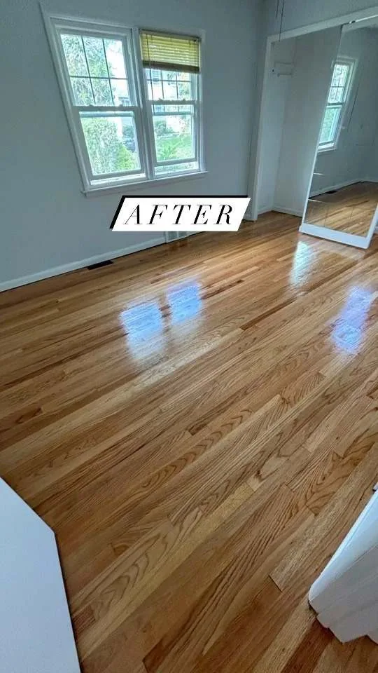 Refinished hardwood in a bedroom