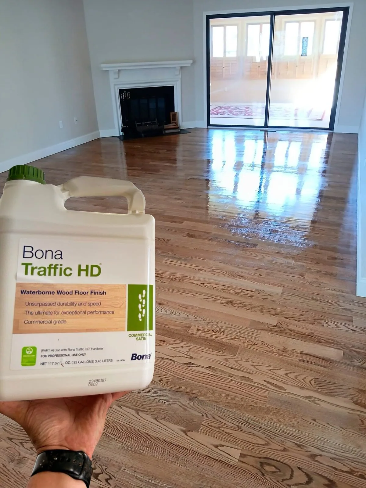 Bona Traffic HD finish held over a refinished floor