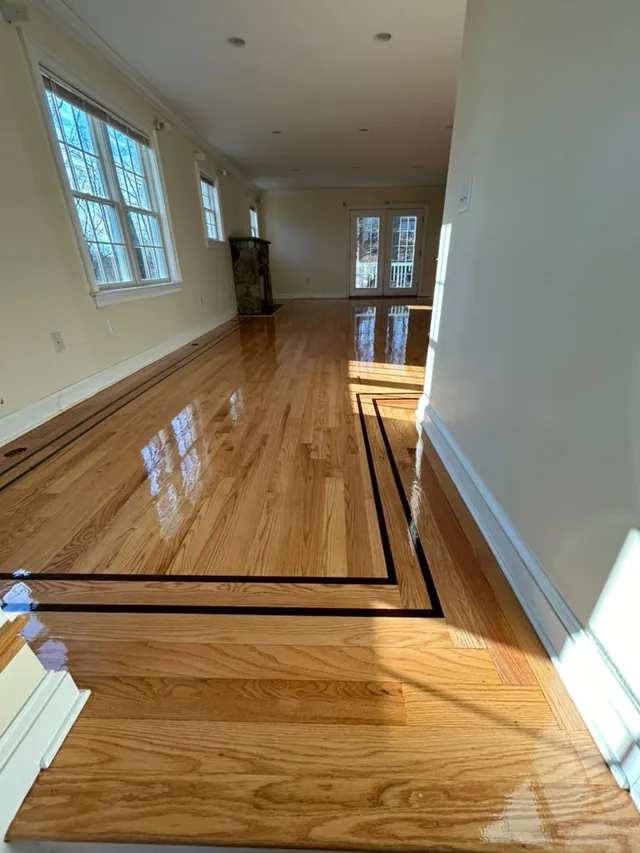 Natural oak refinish with a double black inlay border