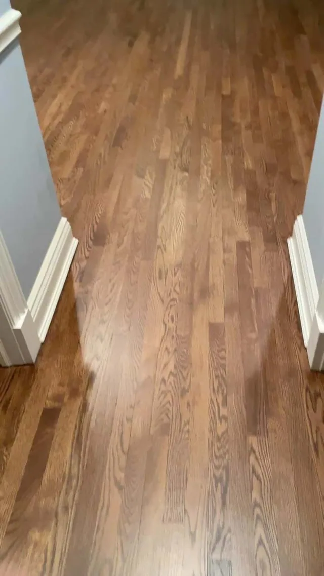 Red oak hallway floor